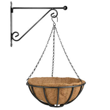 Hanging basket 35 cm met metalen muurhaak en kokos inlegvel - Plantenbakken
