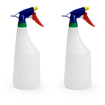 2x Waterverstuivers/sprayflessen wit 1 liter 28 cm - Waterverstuivers