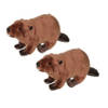 2x stuks pluche knuffel dier bever 24 cm - Knuffel bosdieren