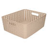 Plasticforte Opbergmand - Kastmand - rotan kunststof - taupe - 12 Liter - 30 x 37 x 13 cm - Opbergmanden