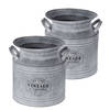 Set van 2x stuks decoratieve zinken melkbus vaas/containers 21 x 22 cm voor droogbloemen/takken - Vazen