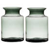 Set van 2x stuks grijze/transparante melkbus vaas/vazen van glas 20 cm - Vazen