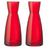 2x stuks Karaf vorm bloemen vaas rood glas 20.5 cm - Vazen