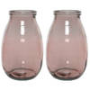 2x stuks roze vazen/bloemenvazen van gerecycled glas 18 x 28 cm - Vazen