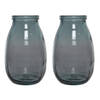 2x stuks grijze vazen/bloemenvazen van gerecycled glas 18 x 28 cm - Vazen