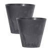 Set van 2x stuks kunststof bloempotten/plantenpotten betonlook 20 cm antraciet grijs - Plantenpotten