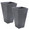 2x stuks antraciet grijze bloempot/plantenpot 35 cm - Plantenpotten