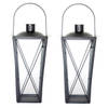 Set van 2x stuks zilveren tuin lantaarn/windlicht van ijzer 20 x 20 x 40 cm - Lantaarns