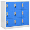 vidaXL Lockerkast 90x45x92,5 cm staal lichtgrijs en blauw