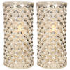 2x stuks luxe led kaarsen in zilver glas D7,5 x H15 cm - LED kaarsen
