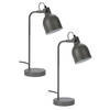 2x stuks tafellampen/bureaulampjes grijs metaal 38 cm - Tafellampen