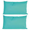 2x Bank/sier kussens voor binnen en buiten in de kleur aqua blauw 30 x 50 cm - Sierkussens