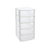 Ladeblok/bureau organizer met 5x lades wit/transparant L40 x B39 x H81 cm - Ladeblok