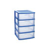 Ladeblok/bureau organizer met 4x lades blauw/transparant L40 x B39 x H65 cm - Ladeblok