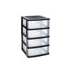 Ladeblok/bureau organizer met 4x lades zwart/transparant L40 x B39 x H65 cm - Ladeblok