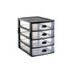 Ladeblok/bureau organizer met 4x lades zwart/transparant L35,5 x B27 x H35 cm - Ladeblok