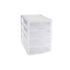 Ladeblok/bureau organizer met 4 lades wit/transparant L 35,5 x B 27 x H 35 cm - Ladeblok