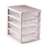 Organizer ladeblokje 4-lades roze/transparant 35 x 27 x 35 cm van plastic - Ladeblok