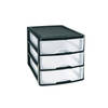 Ladeblok/bureau organizer met 3 lades zwart/transparant L 35,5 x B 27 x H 26 cm - Ladeblok