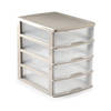 Ladeblok/bureau organizer met 4 lades taupe/transparant L 35,5 x B 27 x H 35 cm - Ladeblok