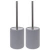 2x stuks wc-borstels/toiletborstels inclusief houder lichtgrijs 38 cm van steen - Toiletborstels