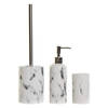 Badkamerset 3-delig - marmer look - wit steen - toiletborstel - zeel - beker - Badkameraccessoireset