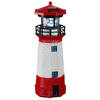 Rode/witte vuurtoren beeldje met solar licht 28 cm maritieme decoratie - Beeldjes