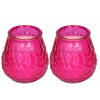Windlicht geurkaars - 2x - roze glas - 48 branduren - citrusgeur - geurkaarsen