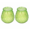 Windlicht geurkaars - 2x - groen glas - 48 branduren - citrusgeur - geurkaarsen
