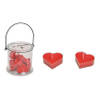 10x Rode hartjes kaarsjes met theelichthouder potje 13 cm valentijn/bruiloft - Waxinelichtjes