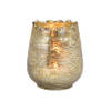 Glazen design windlicht/kaarsenhouder champagne goud 8 x 9 x 8 cm - Waxinelichtjeshouders