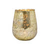 Glazen design windlicht/kaarsenhouder champagne goud 12 x 15 x 12 cm - Waxinelichtjeshouders