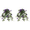 2x stuks groene Petunia paarse bloemen kunstplanten 50 cm - Kunstplanten