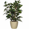 Groene ficus kunstplant 40 cm met plantenpot parelgoud D13.5 en H12.5 cm - Kunstplanten