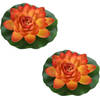 2x Oranje waterlelie kunstbloemen vijverdecoratie 18 cm - Kunstbloemen