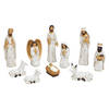 Set van 10x stuks kerststal beelden/kerstbeelden wit met goud 5-21 cm - Kerststallen