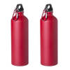 2x Stuks aluminium waterfles/drinkfles rood met schroefdop en karabijnhaak 800 ml - Drinkflessen