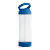 Glazen waterfles/drinkfles met blauwe kunststof schroefdop en smartphone houder 390 ml - Drinkflessen