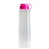 Kunststof waterfles 1500 ml transparant met dop roze - Drinkflessen