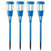 4x stuks solar tuinfakkel/tuinlamp blauw op zonne-energie 61 cm - Fakkels