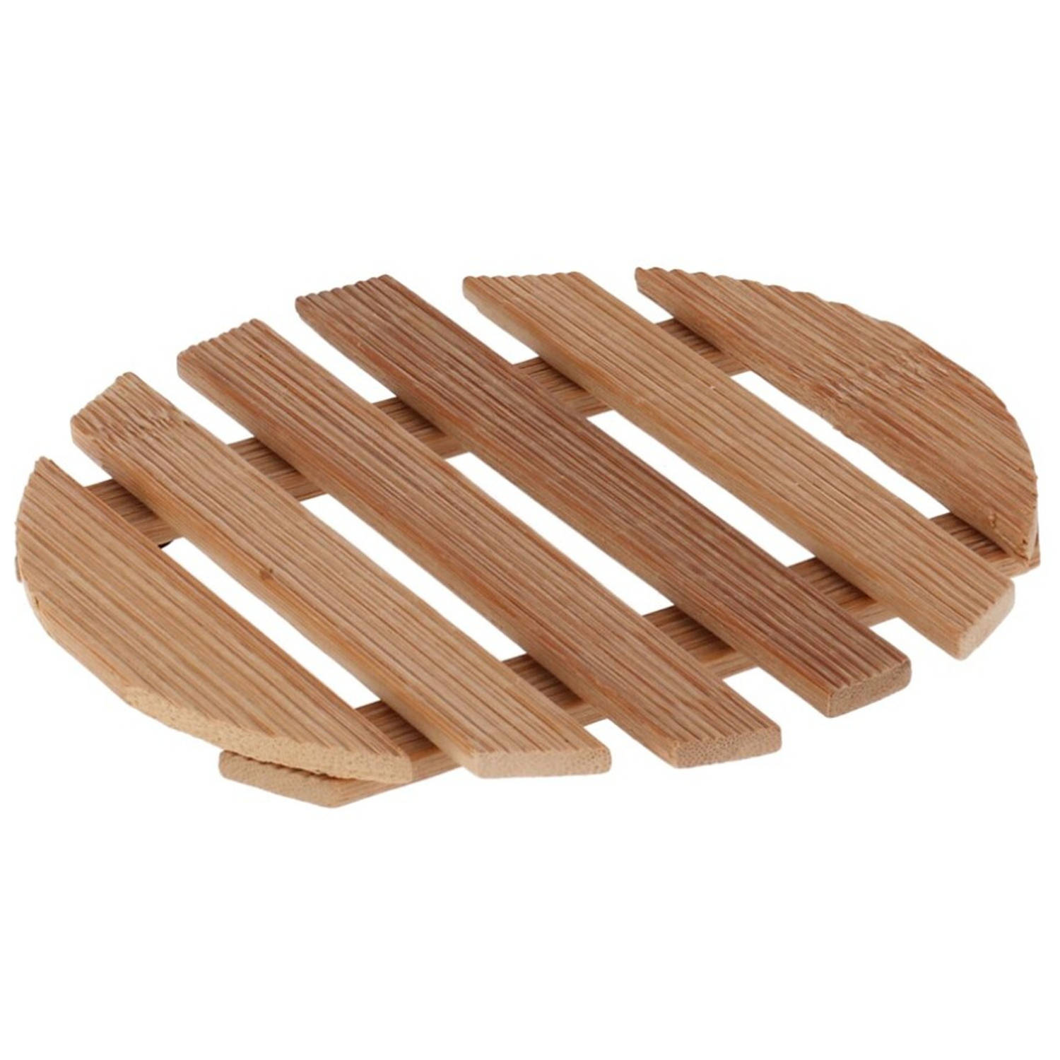 Pannenonderzetter van hout rond 15 x 15 cm - Panonderzetters