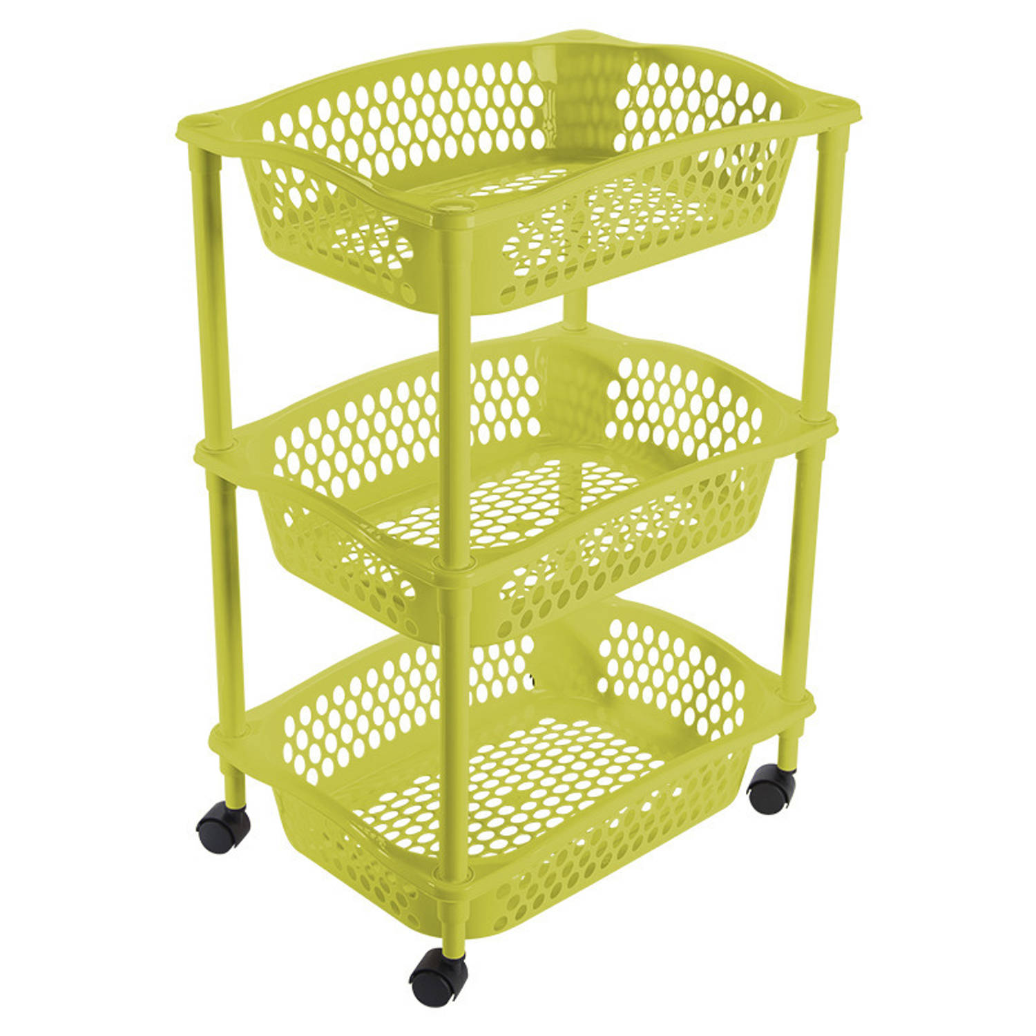 modus R Verzorger Keuken opberg trolleys/roltafels met 3 manden 62 cm groen - Opberg trolley  | Blokker