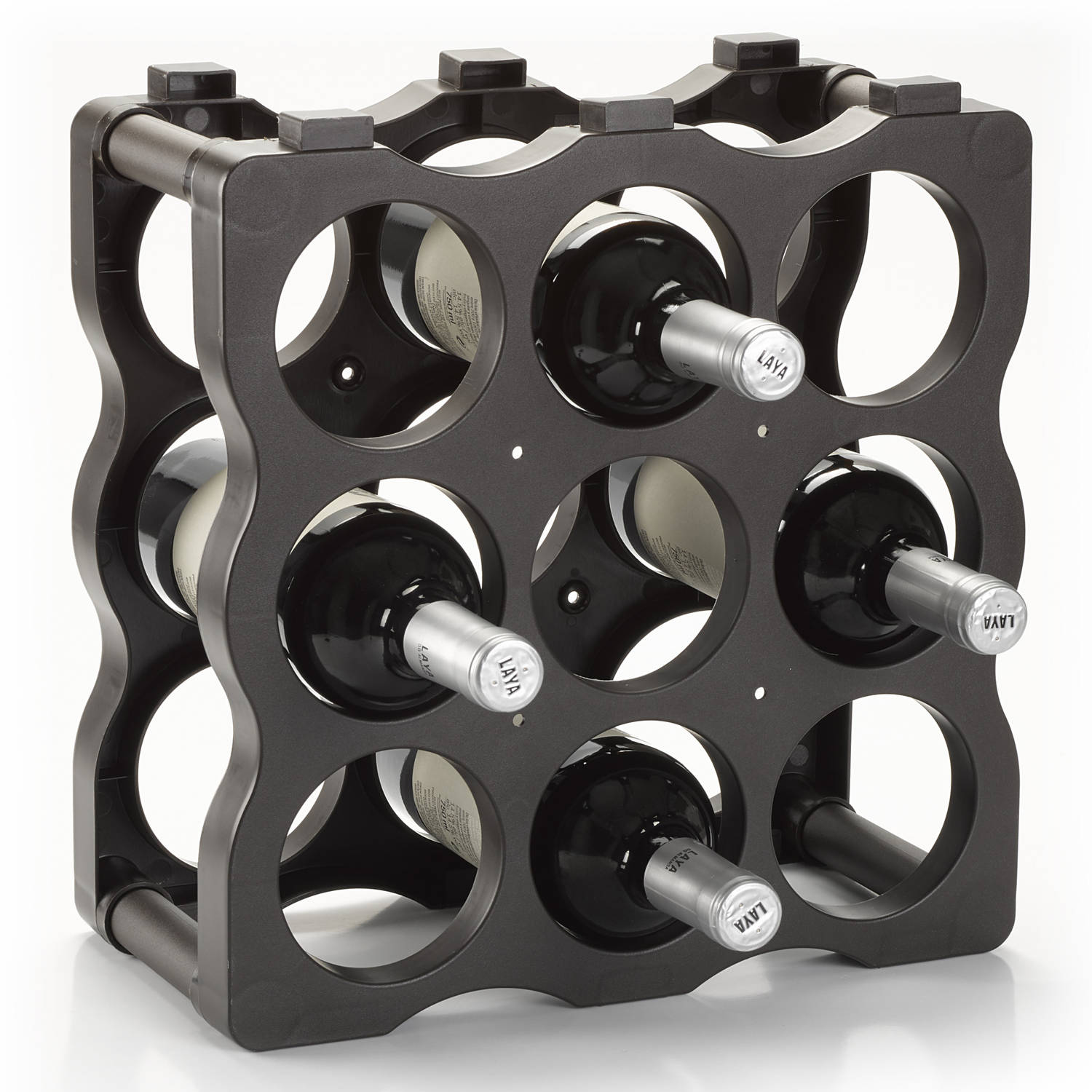 Kunststof Wijnrekken-Flessenrekken 60,5 X 24,5 X 12,5 Cm Voor 9x Wijnflessen Wijnrekken
