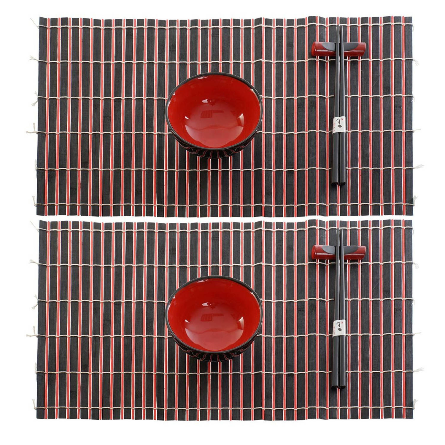 Ontvanger Met name Schotel 8-delige luxe sushi serveer set keramiek voor 2 personen zwart/rood -  Bordjes | Blokker