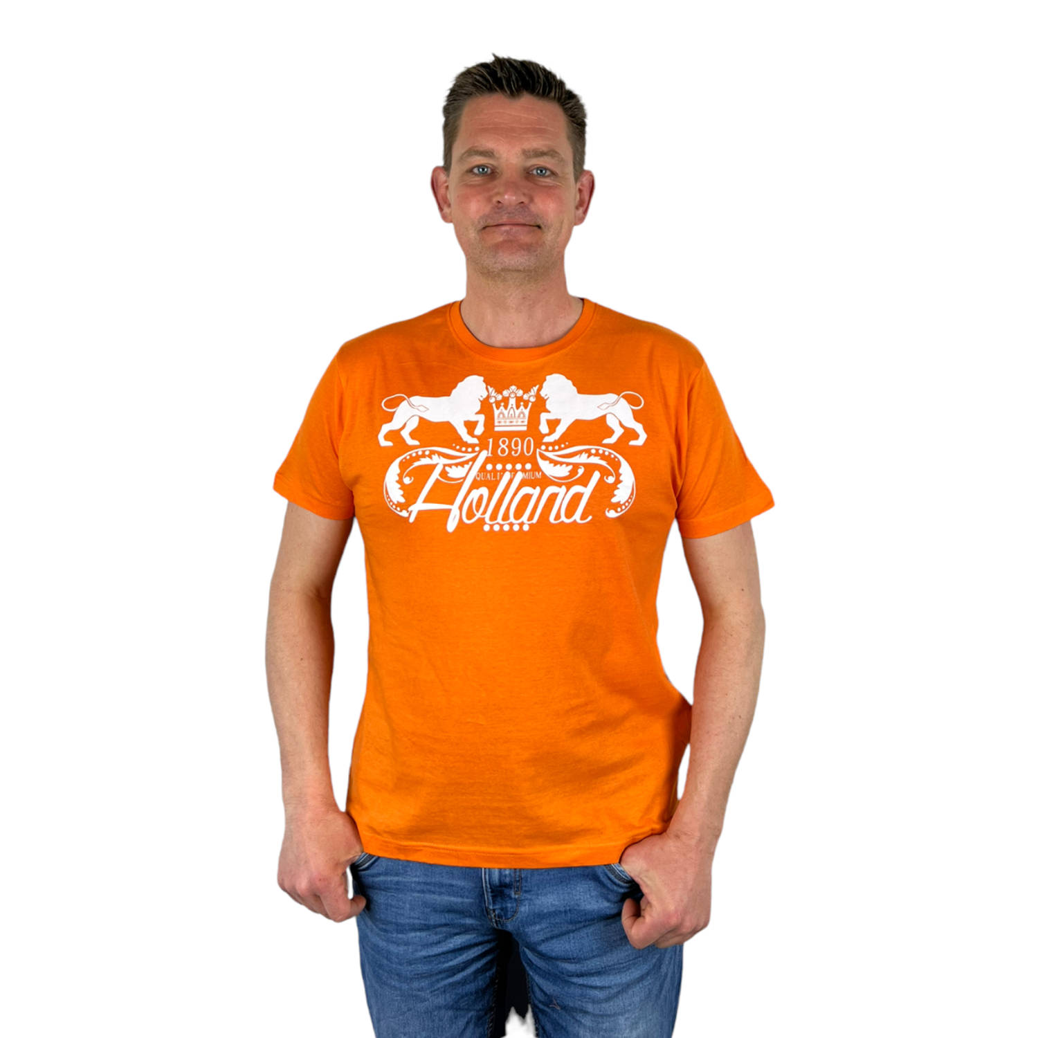Oranje Heren T-Shirt - 1890 Holland - Voor Koningsdag - Holland - Formule 1 - EK/WK Voetbal - Maat XL