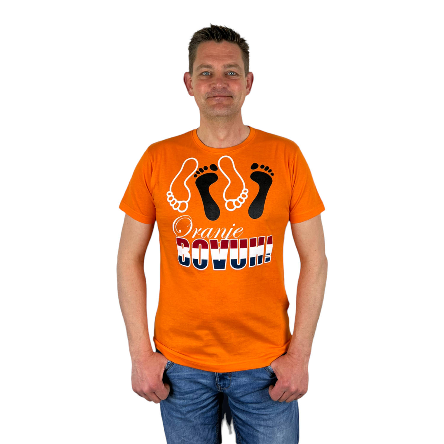 Oranje Heren T-Shirt - Oranje Bovuh! - Voor Koningsdag - Holland - Formule 1 - EK/WK Voetbal - Maat L