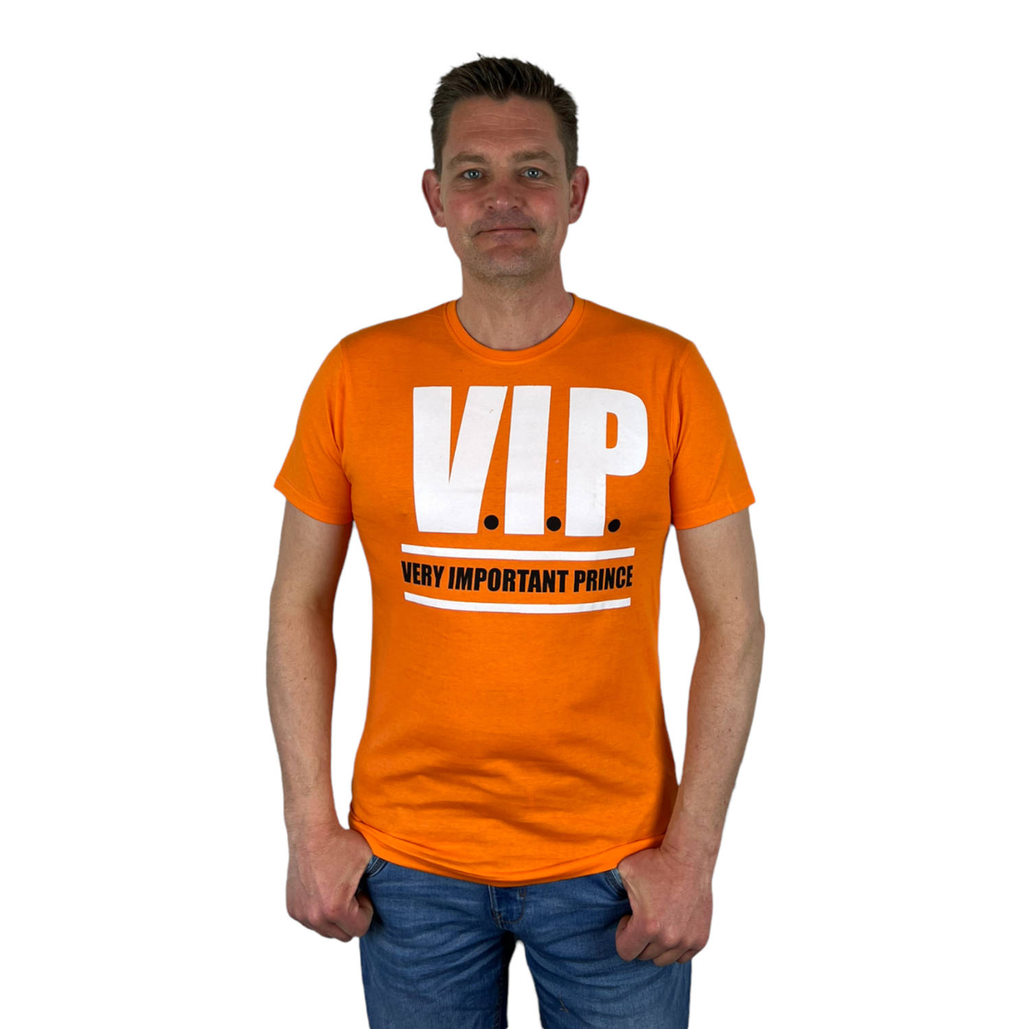 Oranje Heren T-Shirt - V.I.P. Very Important Prince - Voor Koningsdag - Holland - Formule 1 - EK/WK Voetbal - Maat L