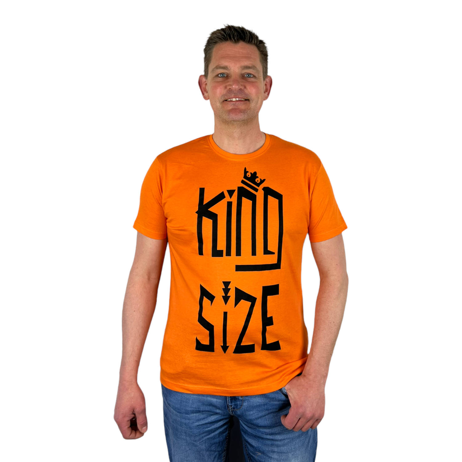 Oranje Heren T-Shirt - King Size - Voor Koningsdag - Holland - Formule 1 - EK/WK Voetbal - Maat L