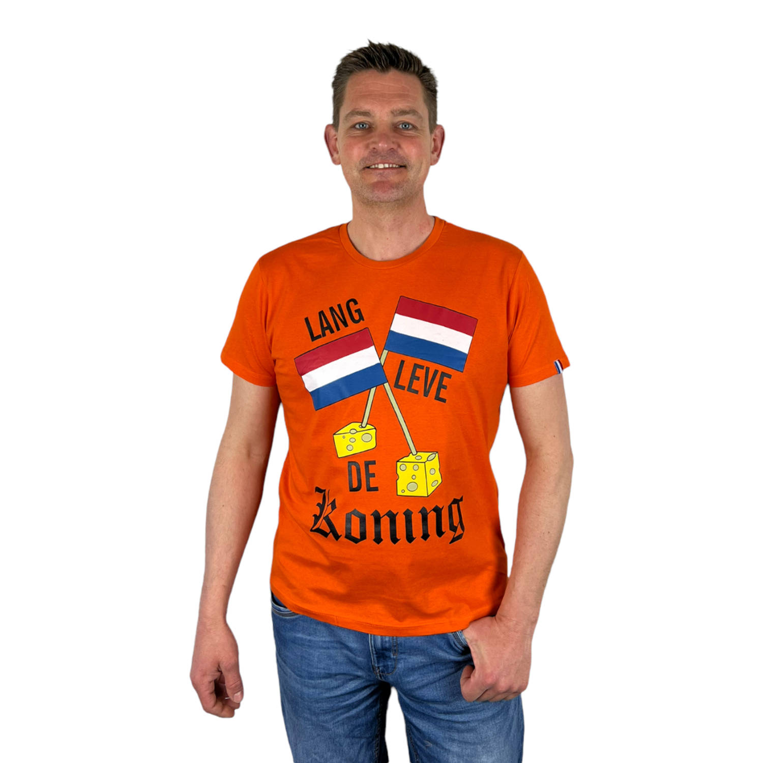 Oranje Heren T-Shirt - Lang leven de Koning - Voor Koningsdag - Holland - Formule 1 - EK/WK Voetbal - Maat M
