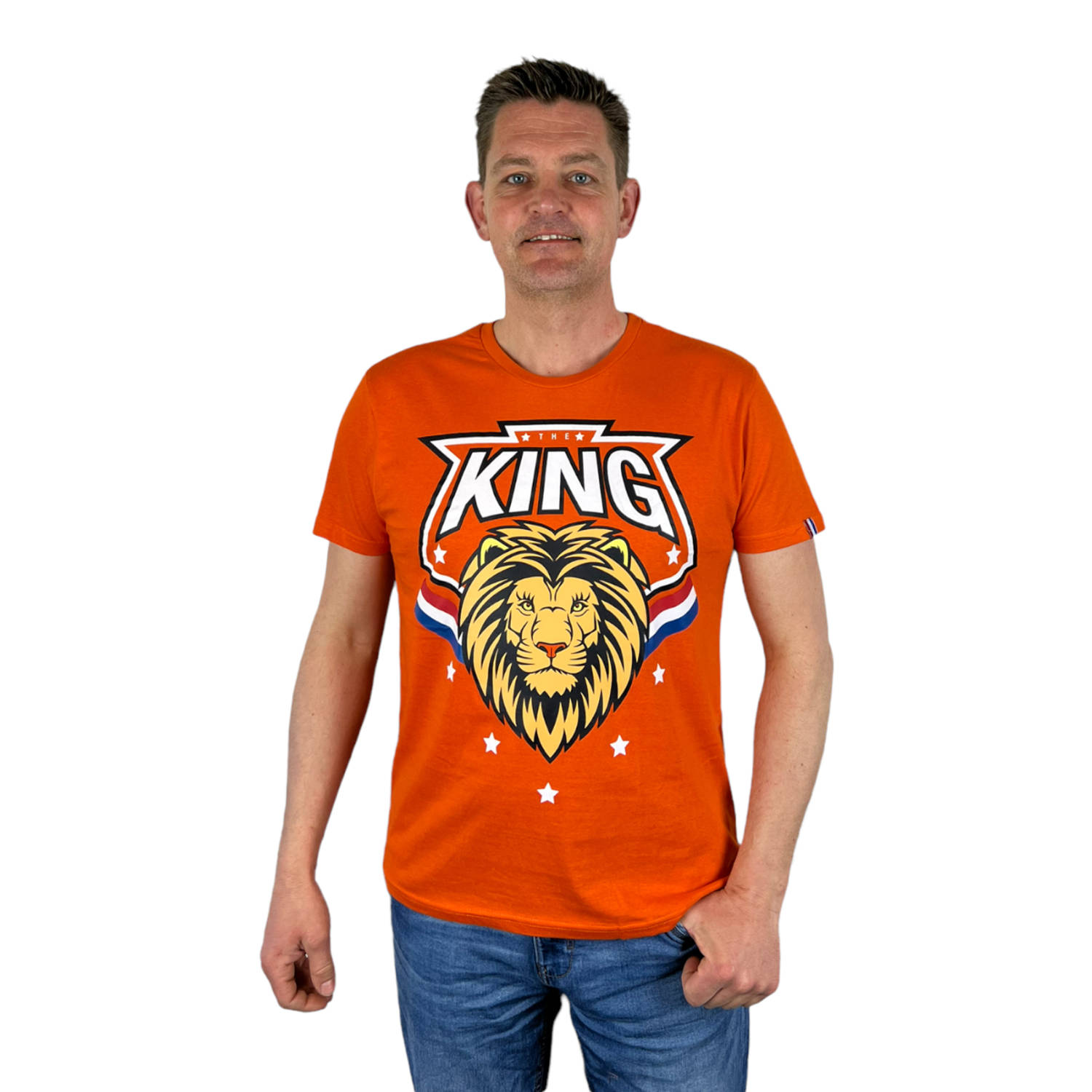 Oranje Heren T-Shirt - King - Voor Koningsdag - Holland - Formule 1 - EK/WK Voetbal - Maat M
